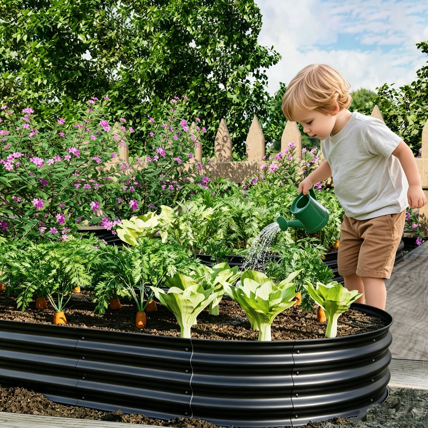 Galvanized Raised Garden Bed 8x4x1ft - Heavy Duty Outdoor Planter Box