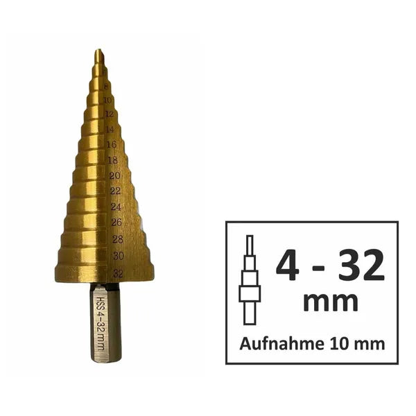 3-Piece Metal Step Drill Bit Set with Hex Handle for Metal Plastic Wood