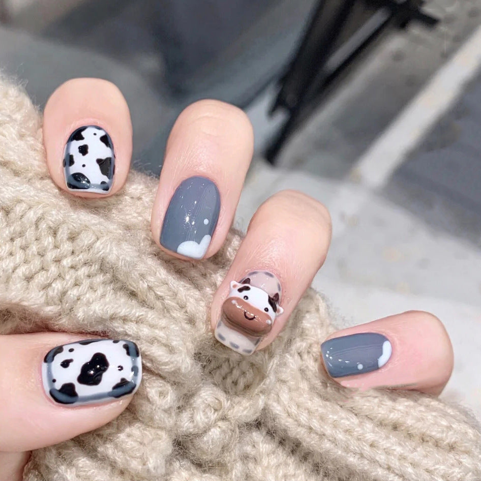 Cow Nail Art Patches 24pcs Nail Stickers for Manicure & Nail Design