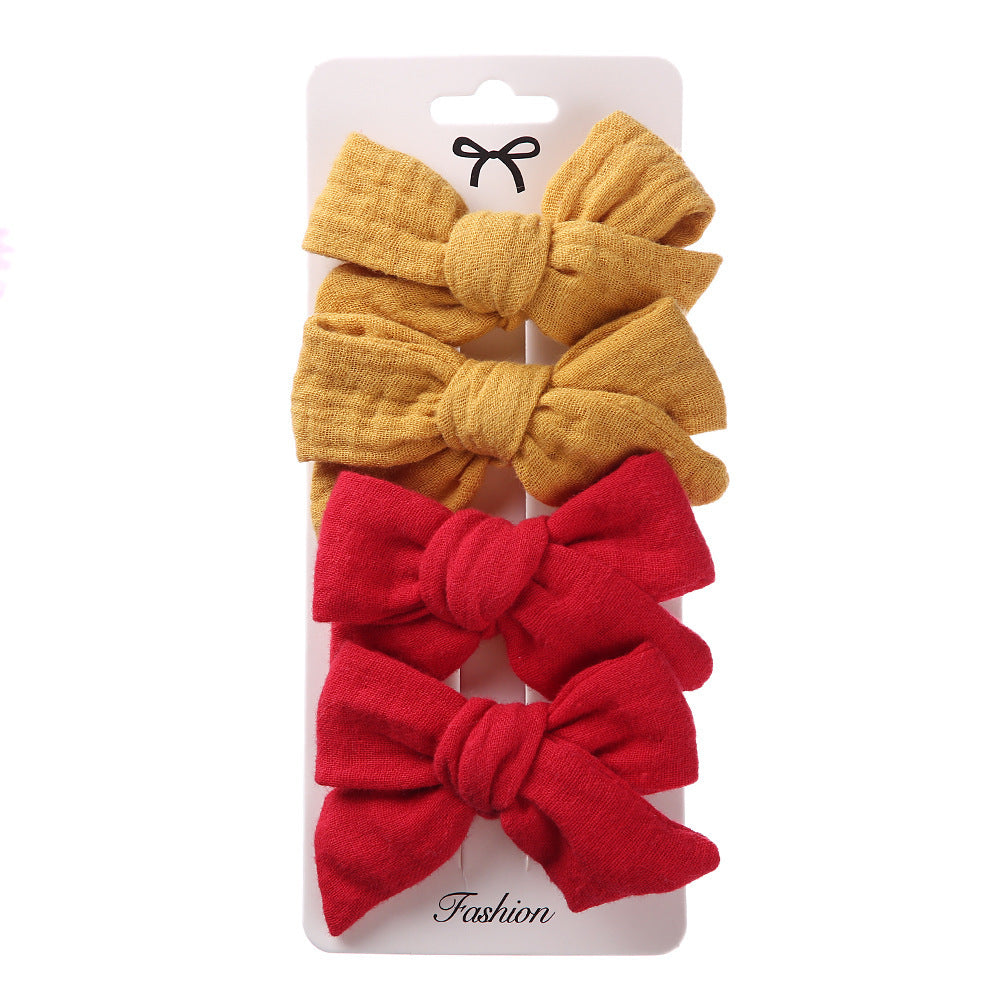 Children's Plaid Bow Hair Clips, 4-Pack