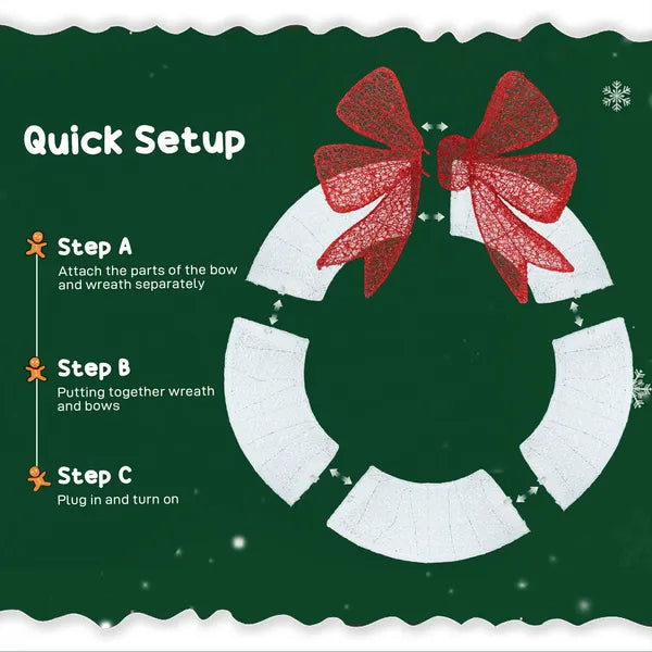 Lighted Christmas Wreath with Remote Control - 60" Diameter