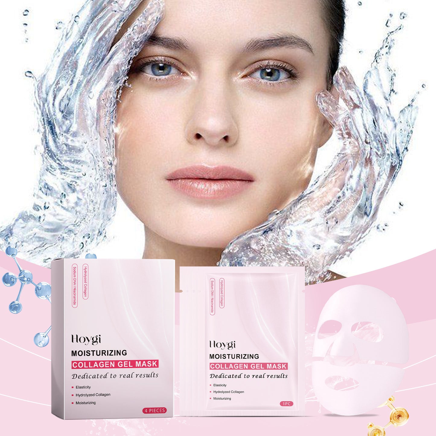 Hydrolyzed Collagen Facial Mask Pack - Hydrating & Firming 4PCS