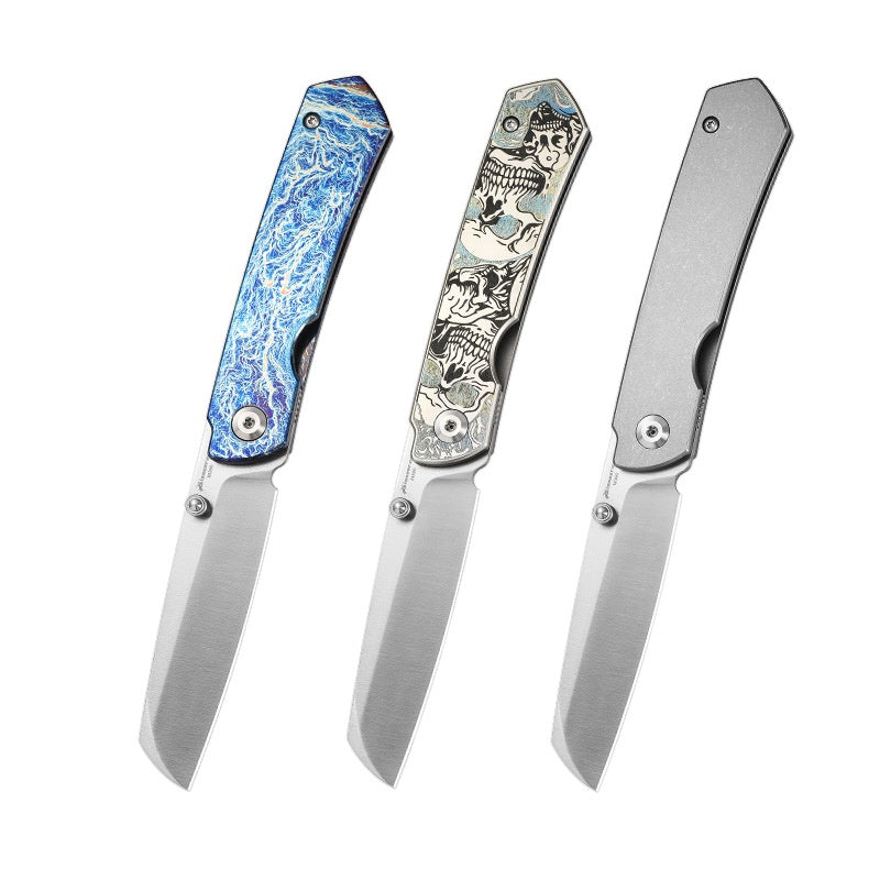 Multi-functional Folding Survival Knife with Titanium Alloy Blade - High Hardness, Portable, Outdoor Use