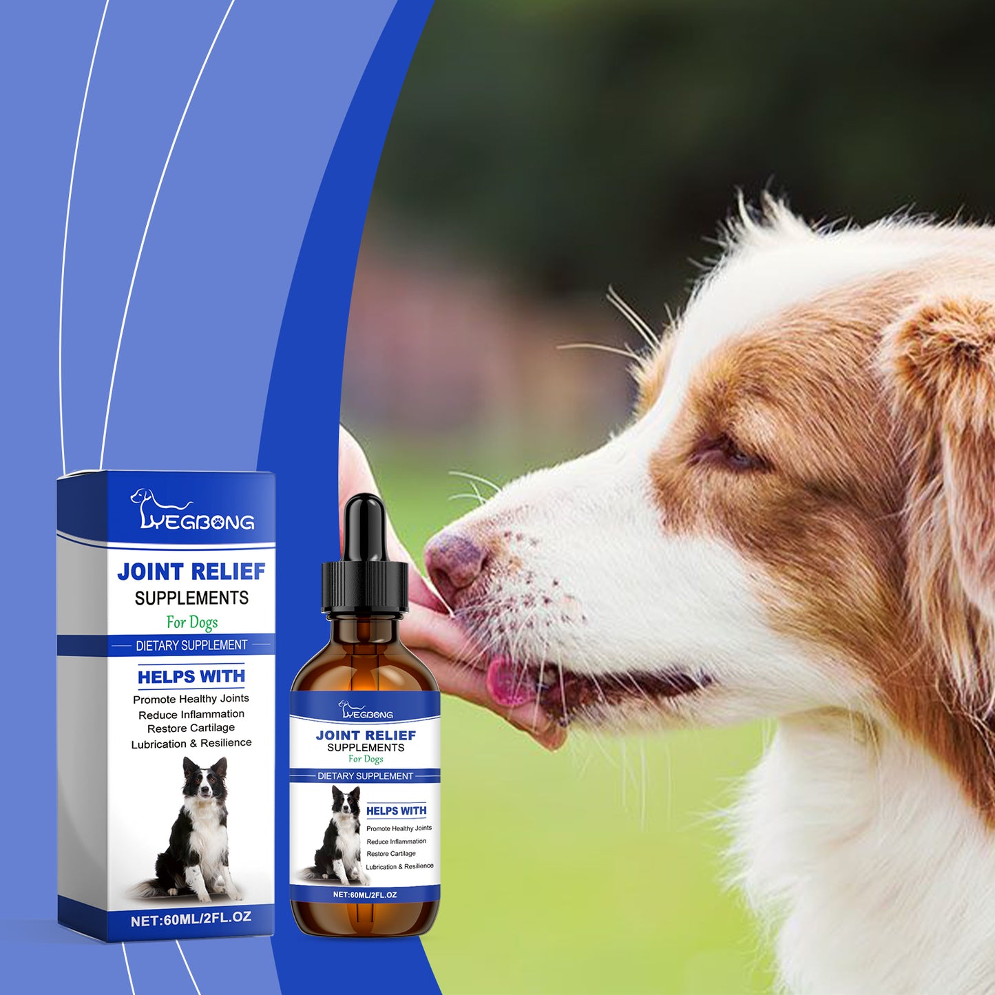 Dog Hip & Joint Support Liquid Supplement - Relieves Pain & Inflammation, 60ml