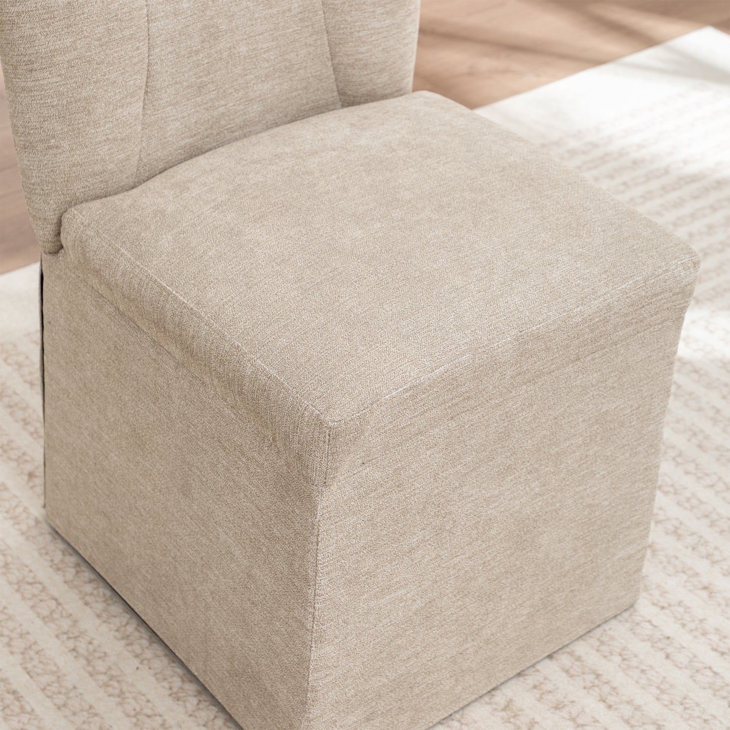 Modern Linen Dining Chairs with Padded Seat - Set of 2 (Brown)