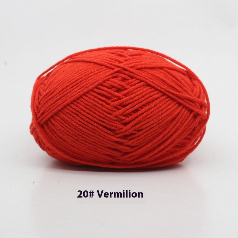 Four-Strand Milk Cotton Crochet Yarn Balls for Craft Projects - Multiple Colors