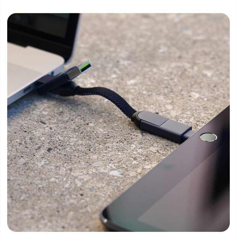 6-in-1 Portable Data Cable Keychain with 100W PD Charging & Sync