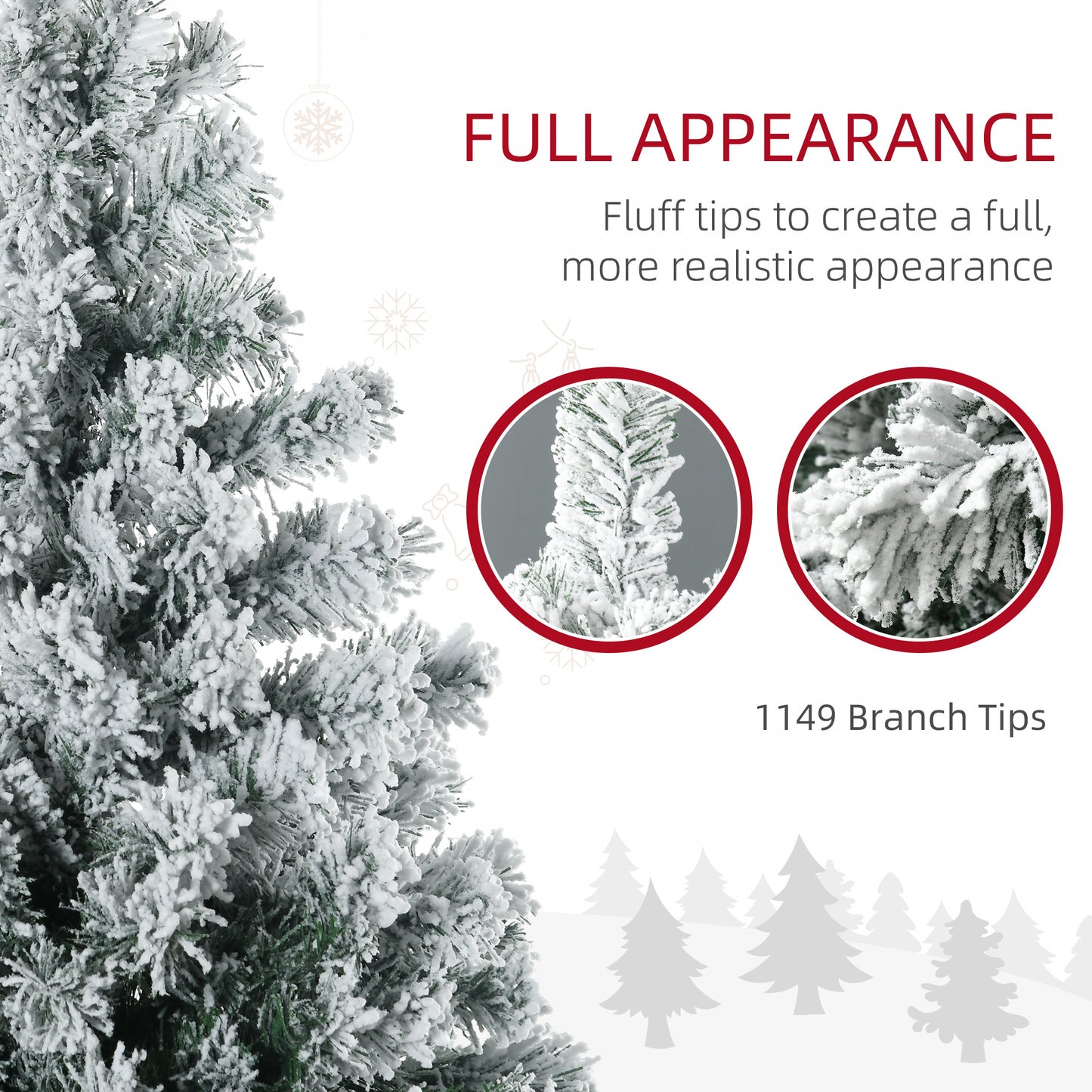 7.5ft Artificial Snow Christmas Tree with LED Lights - Green