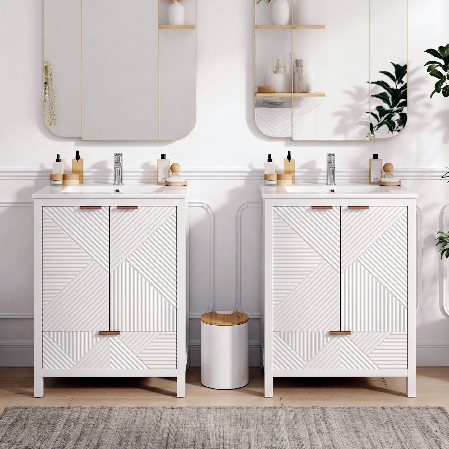48" Modern Bathroom Vanity Set with Soft Close Hinges - White