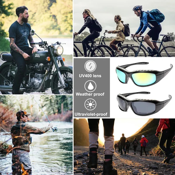 Motorcycle Riding Glasses - 2 Pairs Wind Resistant Sunglasses