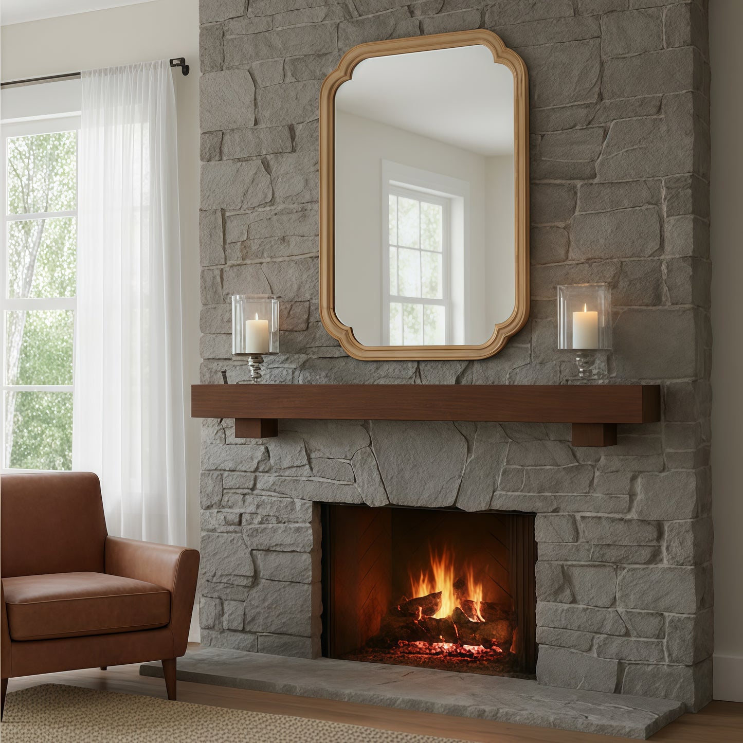 Natural Wood Decorative Mirror - 20" x 30" Solid Wood Frame