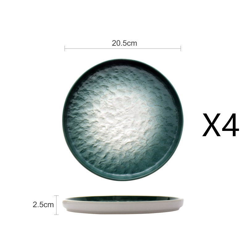 Gradient Emerald Stone Pattern Dinner Plate - 6/8/10 Inch Nordic Style Porcelain