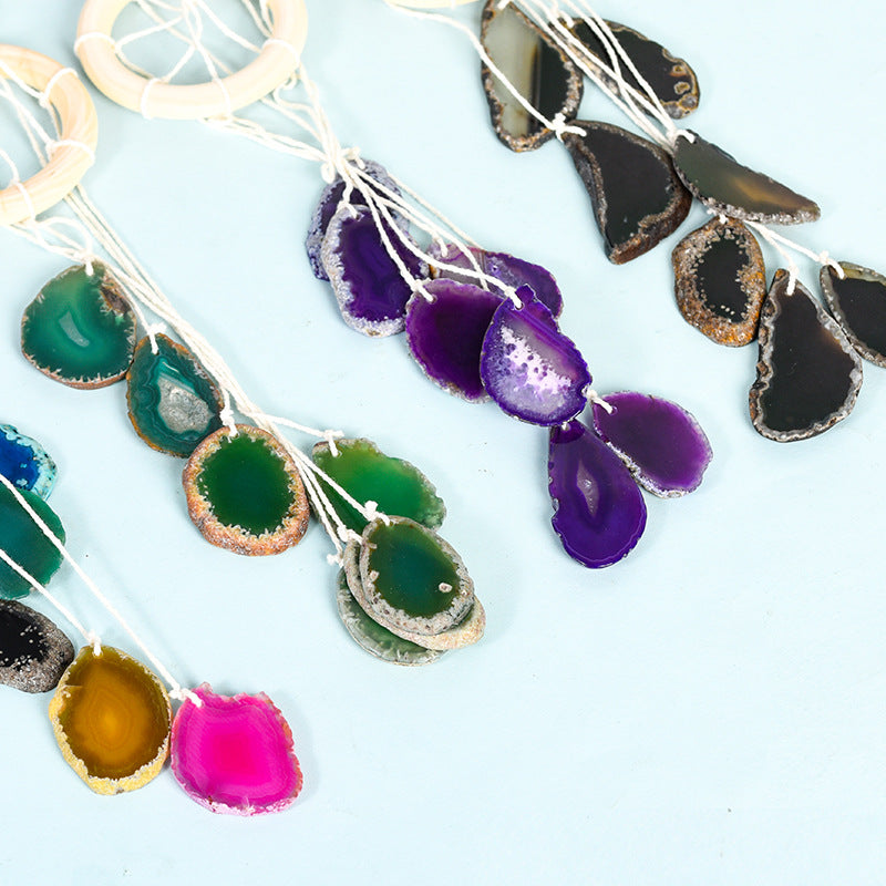 Agate Slice Wind Chimes - Irregular Color Crystal Home Decor