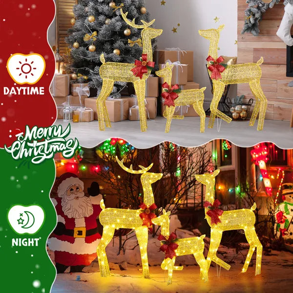 Lighted Christmas Reindeer Family Set - 3-Piece Outdoor Decor