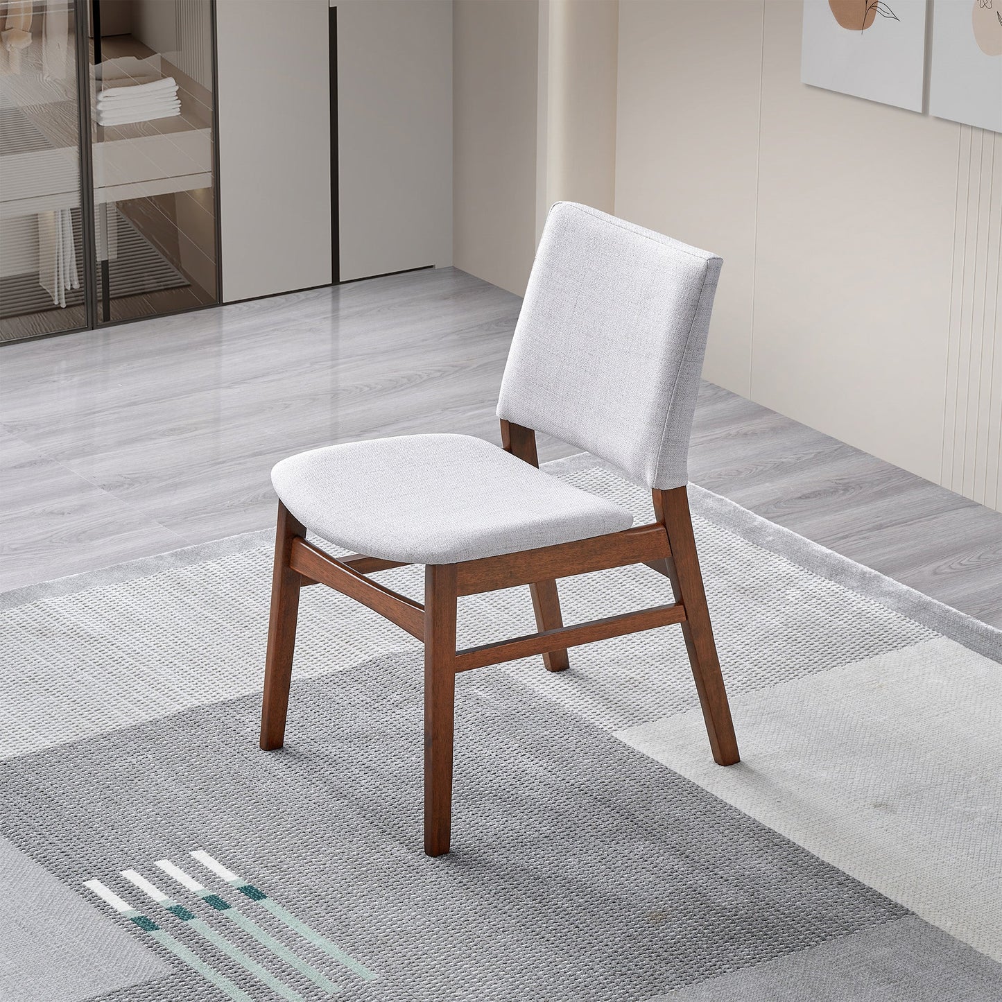 Gusto Mid-Century Modern Fabric Dining Chair Set Of 2 In Light Gray