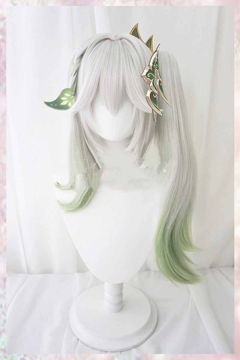 Green Gradient Simulation Cosplay Wig - Single Ponytail