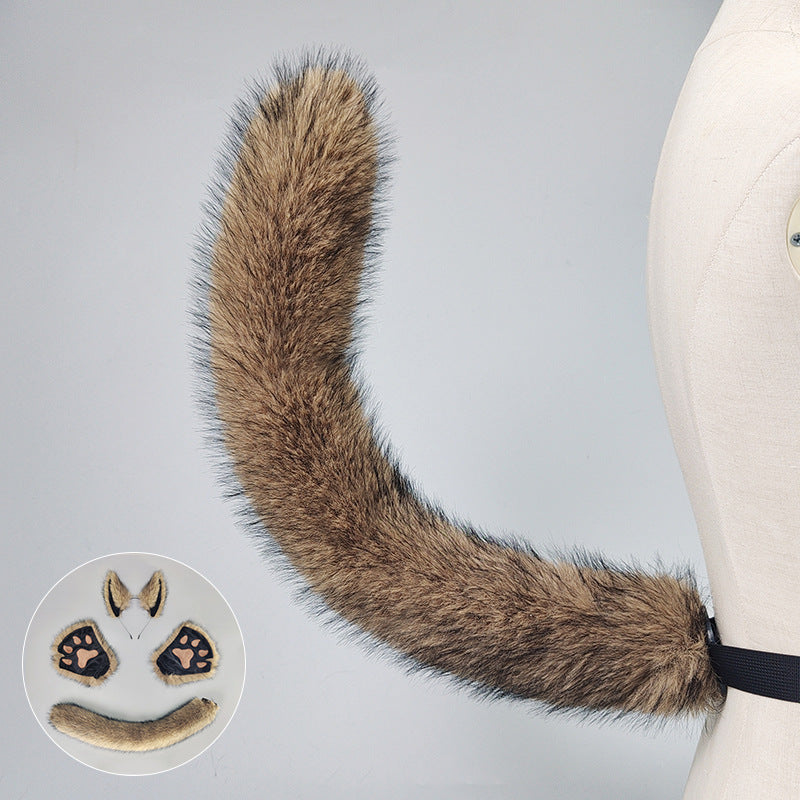 Halloween Werewolf Mascot Costume Props with Plush Ear Headband and Tail