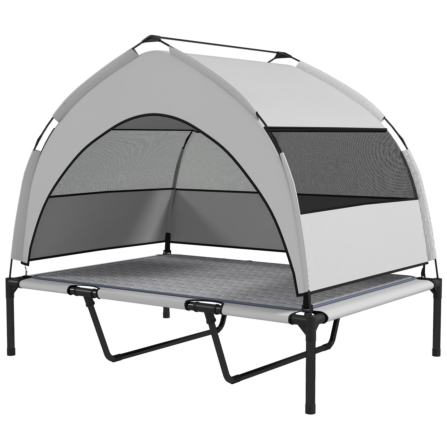 Outdoor Elevated Dog Bed with Removable Canopy and Cooling Pad - 42x30 Inches