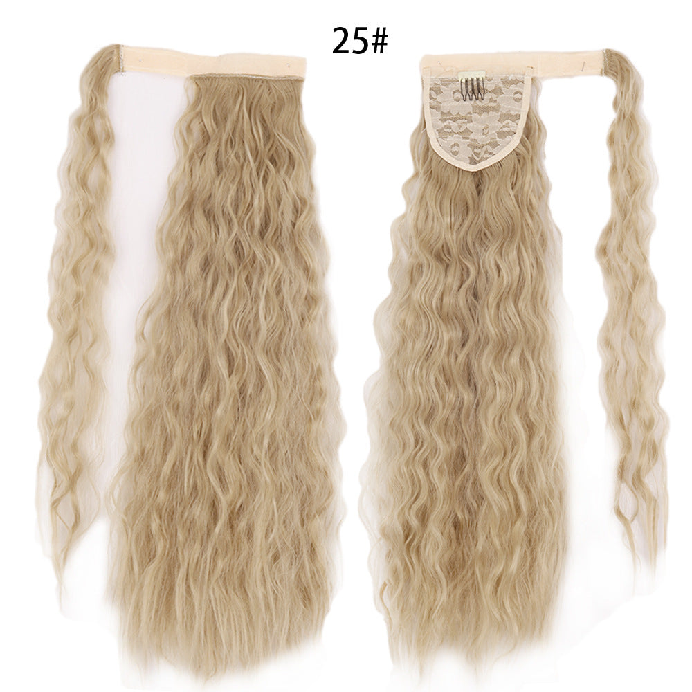 Water Wave Ponytail Wig with Velcro Band High Temperature Synthetic Hair