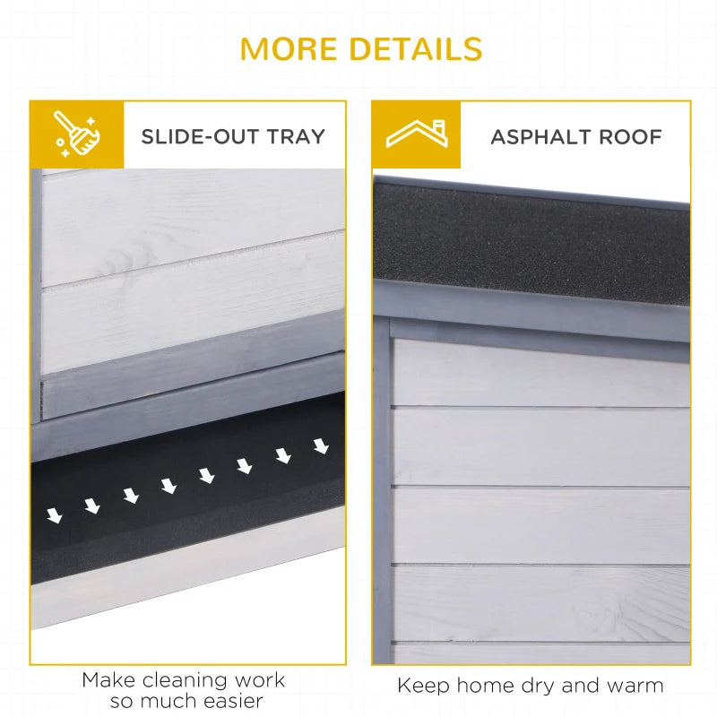 Wooden Rabbit Hutch with Waterproof Roof & Feeding Trough for Small Animals