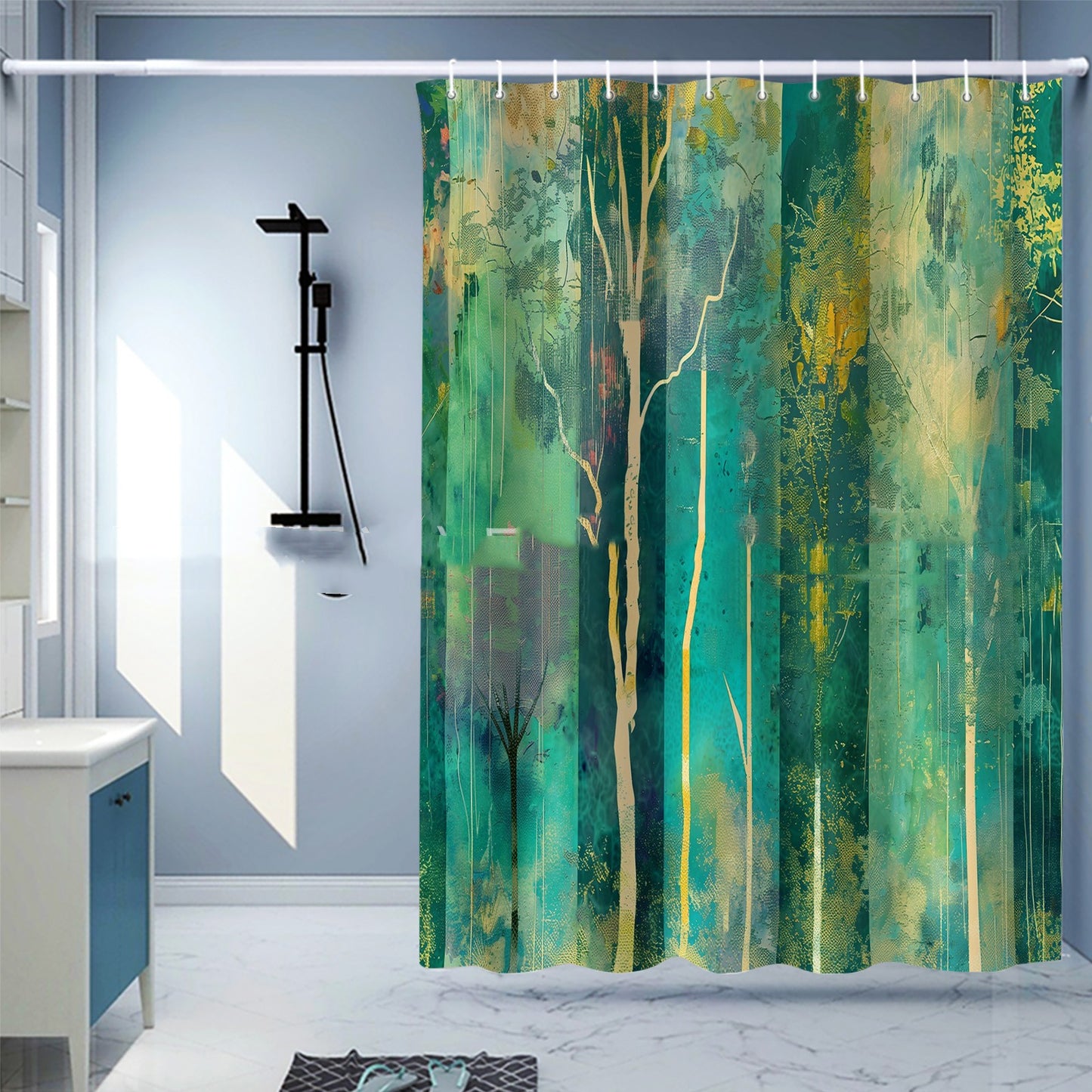 Waterproof Digital Printing Shower Curtain - Punch-Free European Style 183x214cm