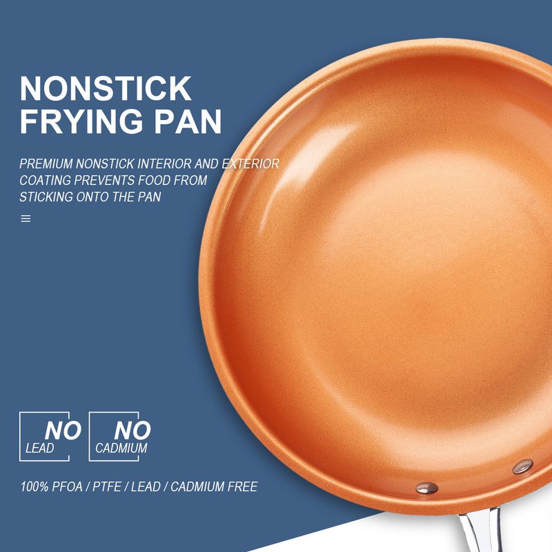 Copper Non-Stick Aluminum Frying Pan - Multiple Sizes