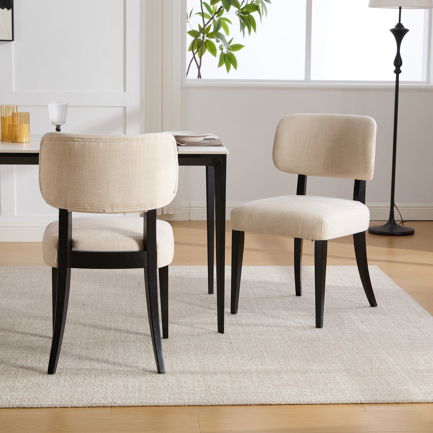 Modern Upholstered Dining Chairs Set of 2 - Cream