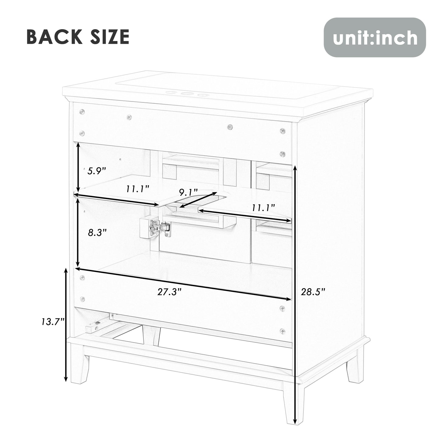 30" Bathroom Vanity with Sink Combo - Green MDF Cabinet