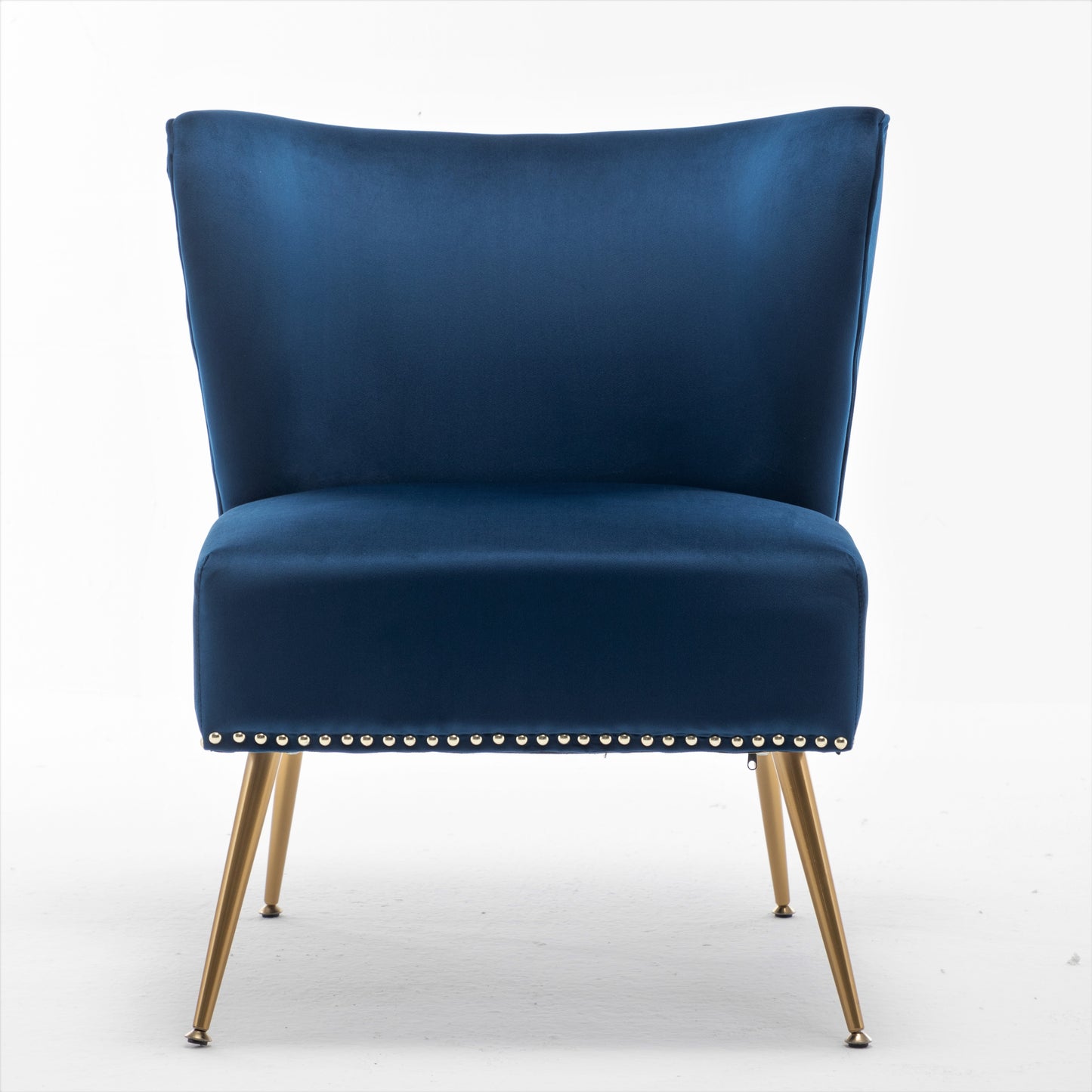 Printed Cloth Accent Chair, Armless Slipper Chair With Metal Legs,