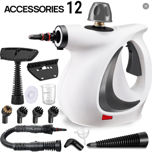 High-Pressure Steam Cleaner with 12 Accessories & Detachable Brush Head