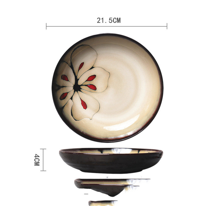 Ceramic Hand-Painted Western Style Breakfast Plate 8 Inch Microwave Safe