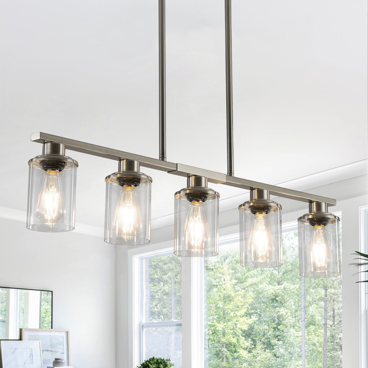 Brushed Nickel 5-Light Chandelier - Modern Pendant Light Fixture