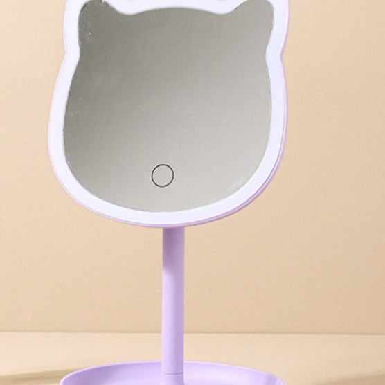 Rechargeable Makeup Mirror with Fill Light - Pink, 14x18cm