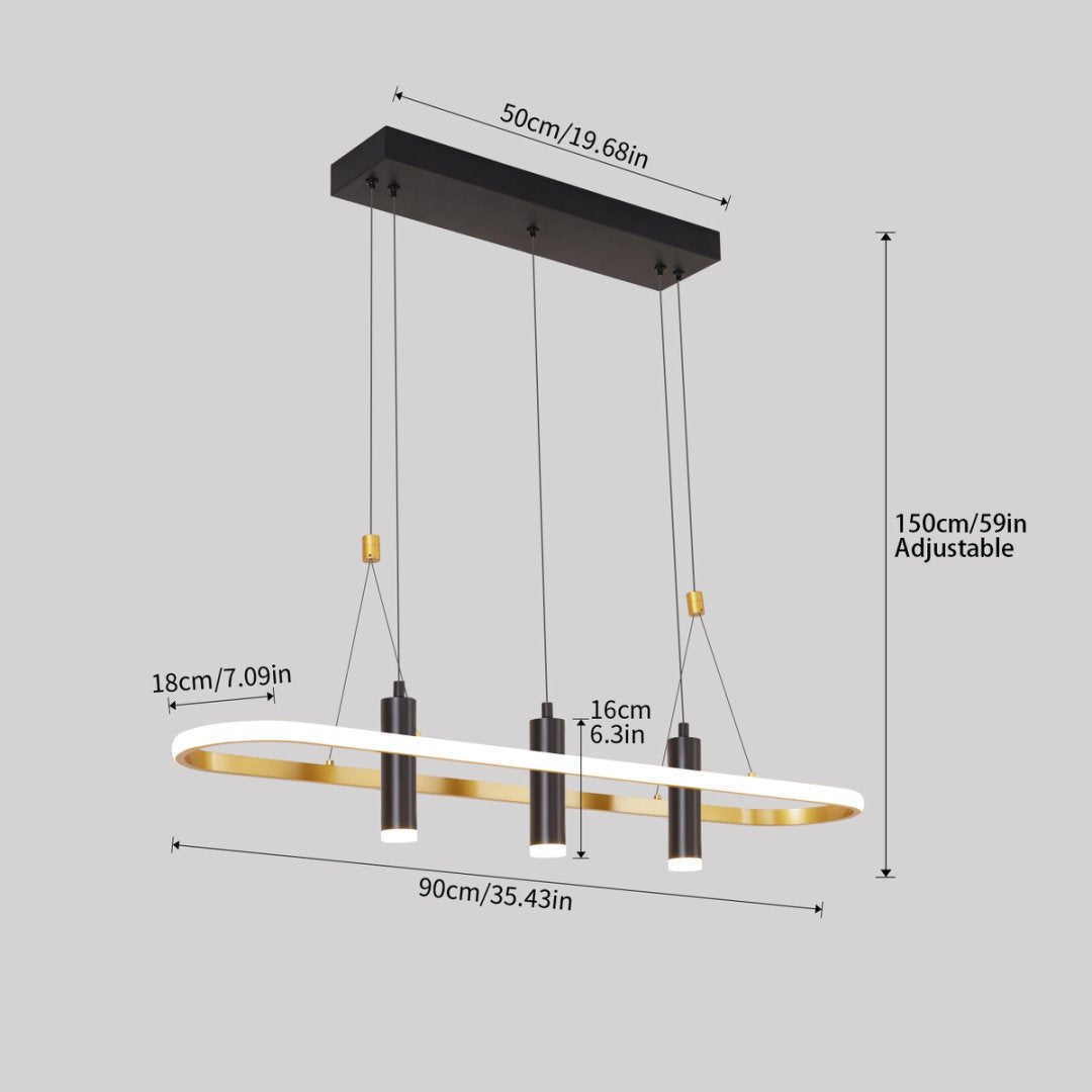 Dimmable LED Pendant Light 4-Light Black Gold Modern Kitchen Fixture