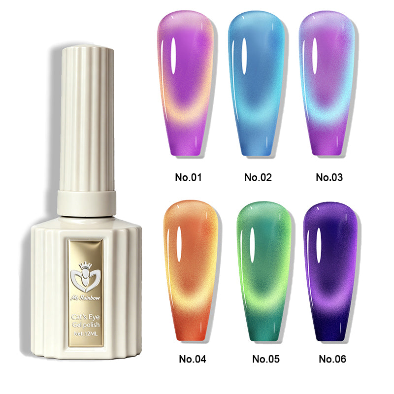Aurora Cat Eye UV Nail Gel Polish - 12ml Magnetic Shimmer Manicure - Huancai 02