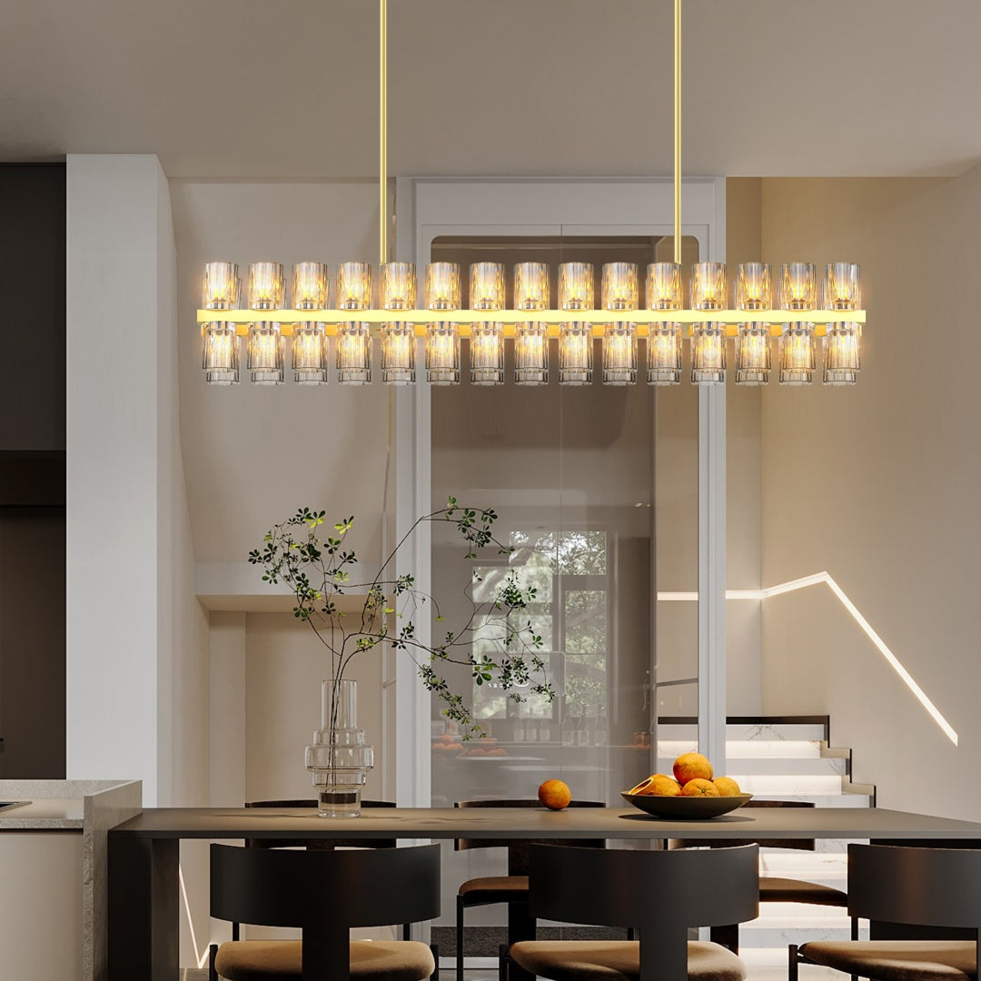 54-Inch Modern Crystal Chandelier for Dining Room - Gold