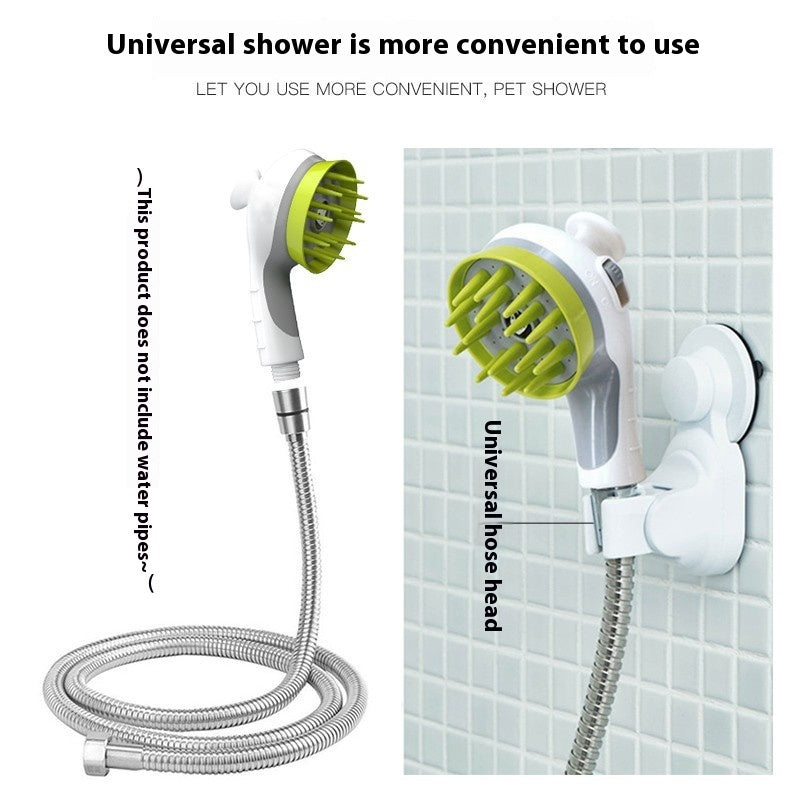 Dog Shower Head Massage Brush - Adjustable Water Spray for Pet Bathing