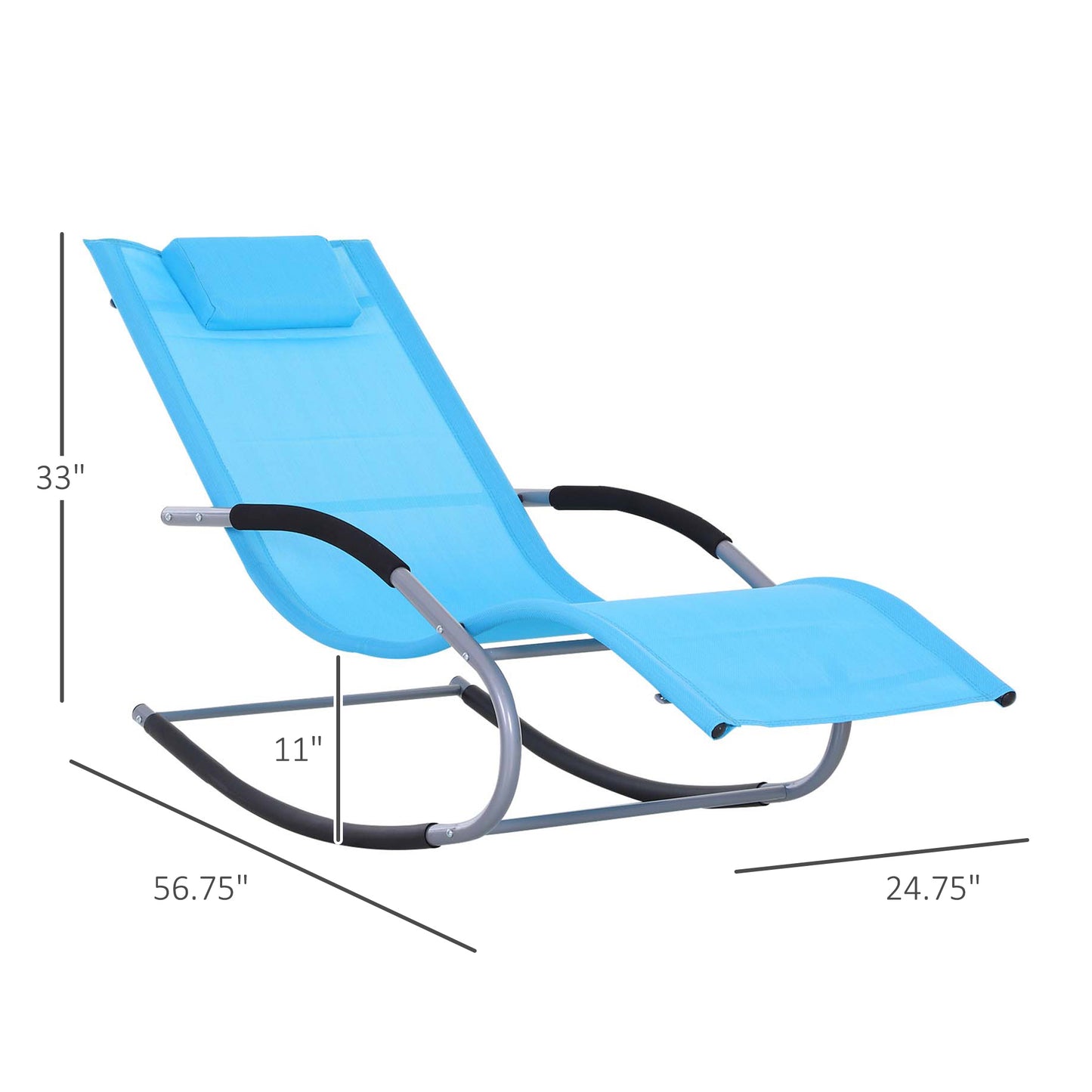 Zero Gravity Rocking Chair - Outdoor Recliner with Pillow, Light Blue