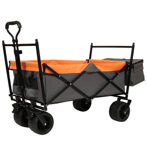 Large Capacity Collapsible Wagon with Canopy and Mosquito Net - All-Terrain Wheels, Foldable Garden Cart