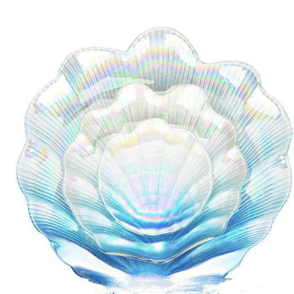 Colorful Glass Shell Dish Tray - Multi-Purpose Marine Fruit Plate Home Decor