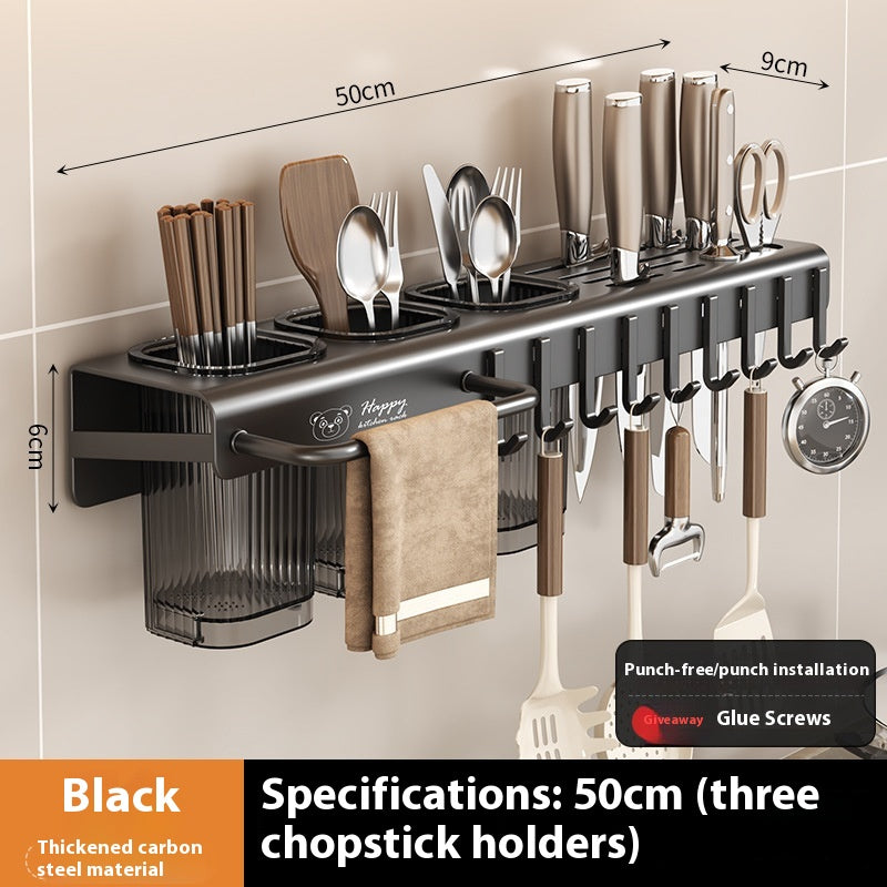 Multi-functional Kitchen Knife Rack Holder Punch-free Wall Mount Organizer