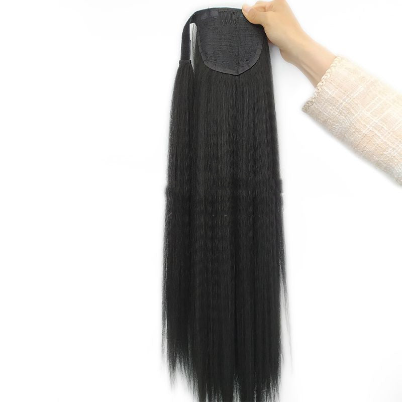 Women's Fluffy Straight Ponytail Wig Head Cover - YAKI 1b