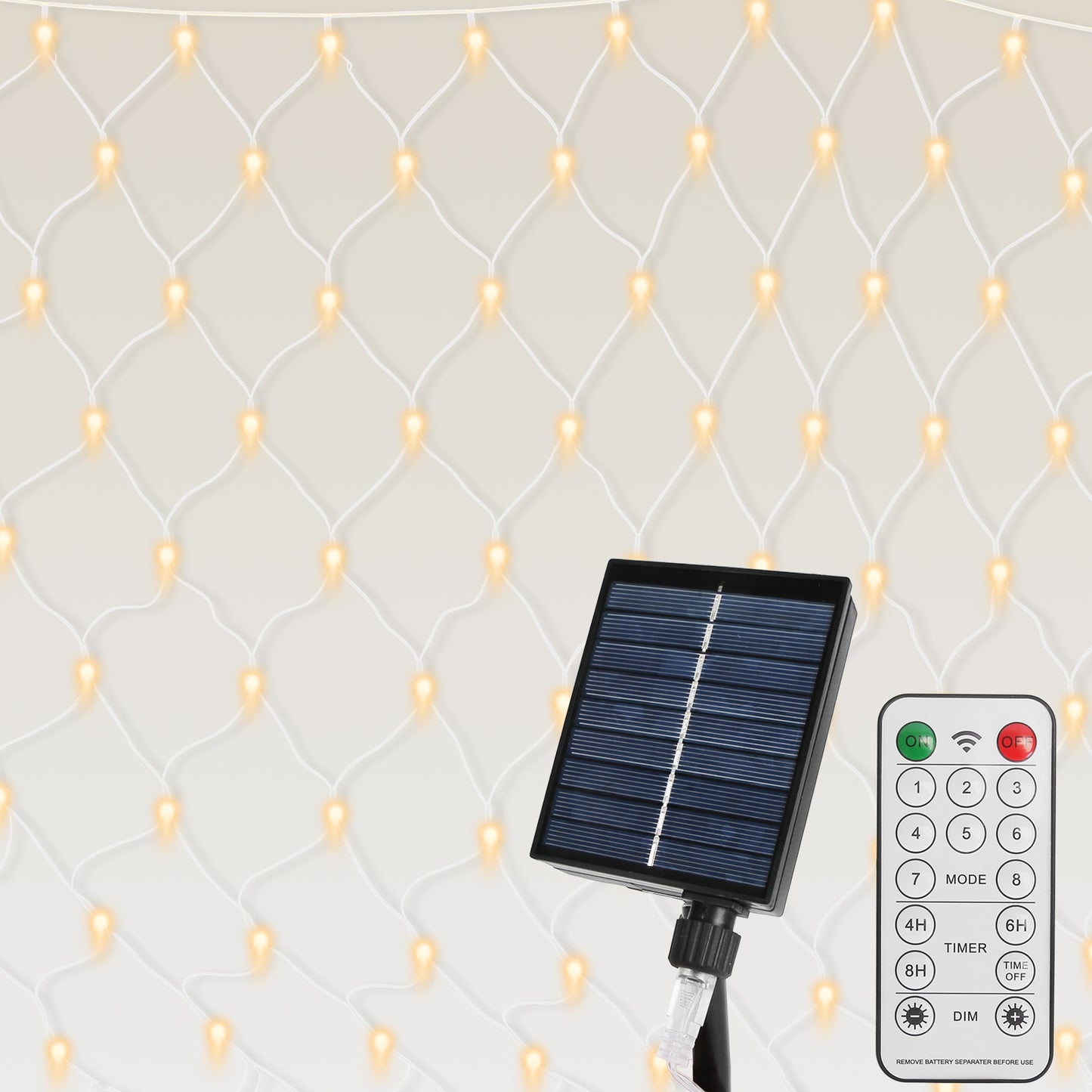 Solar Christmas Net Lights - 9.84x6.56ft, 192 LED, Dimmable