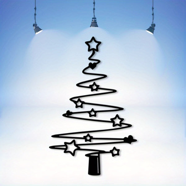 Minimalist Metal Christmas Tree Wall Decoration - Aluminum Art