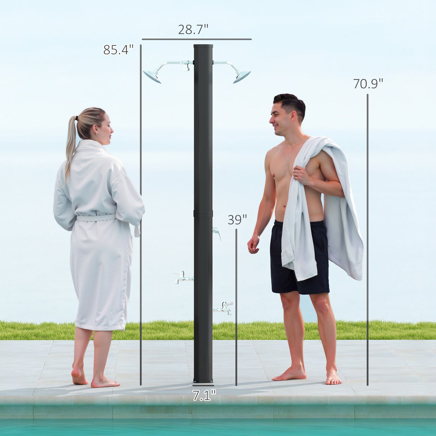9.2 Gallon Solar Heated Outdoor Shower with Dual Shower Heads