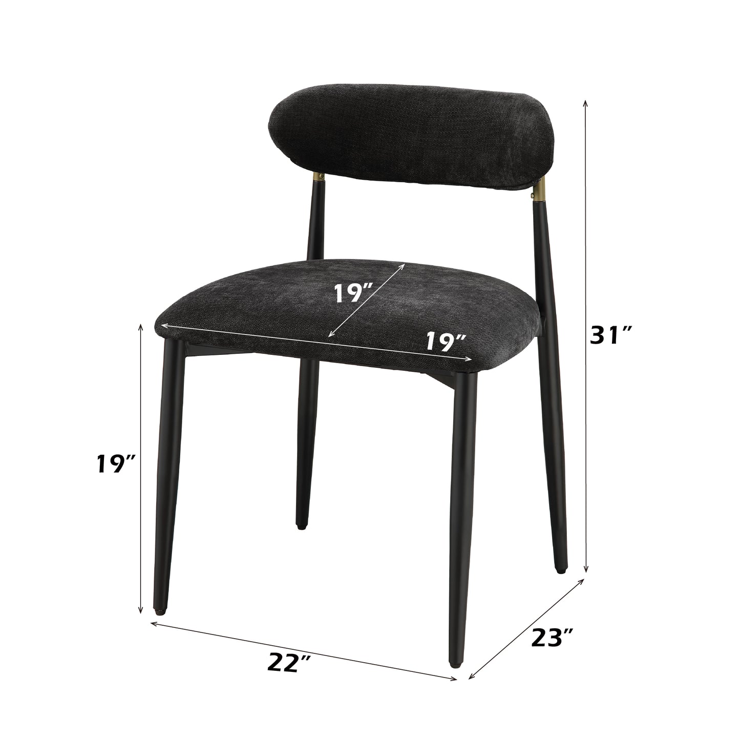 Jaramillo Black Fabric Side Chair Set of 2 - Contemporary Design