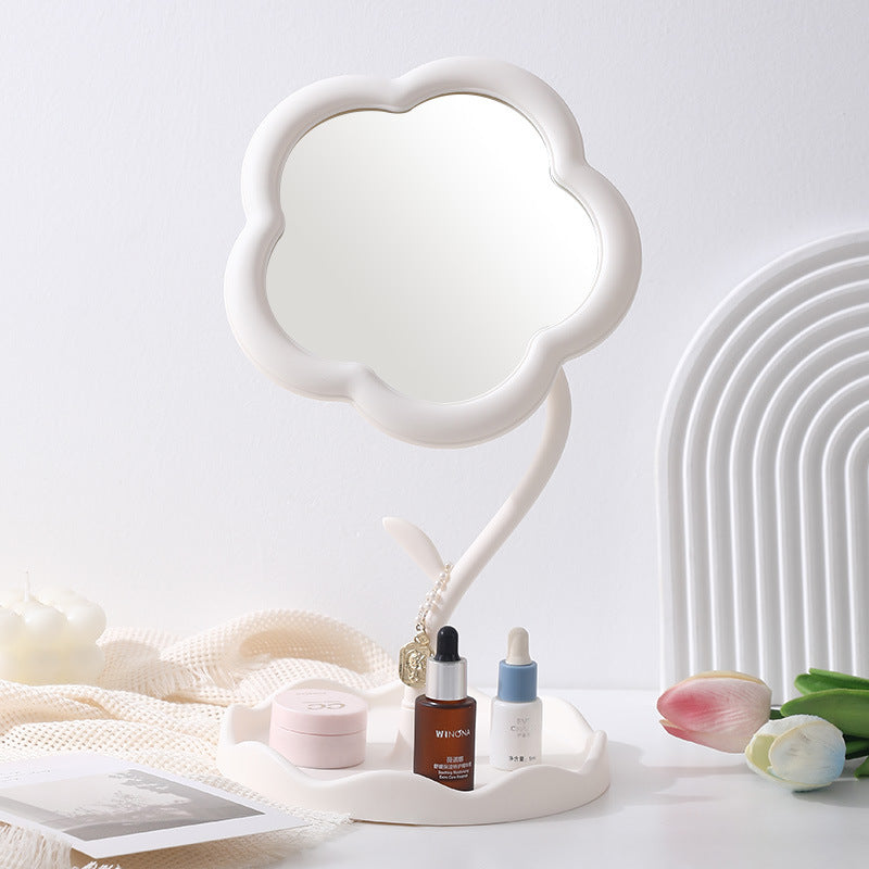 Desktop Makeup Mirror with Sunflower Design - Minimalist Korean Style