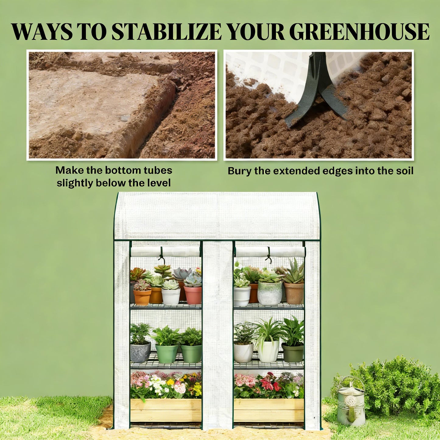 Mini Portable Greenhouse - White Three-Tier Plant Shelf