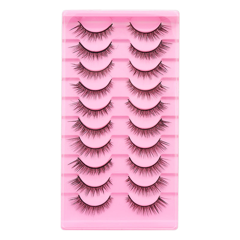 False Eyelashes 10 Pairs Natural Thick Curl L Pink Ladder LD Series Set
