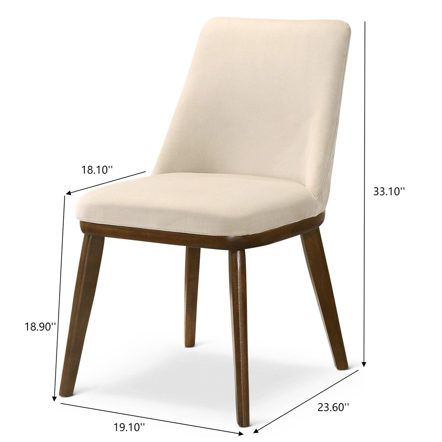 Clove Beige Velvet Dining Chair Set Of 2 With Solid Wood Legs 33.1 H